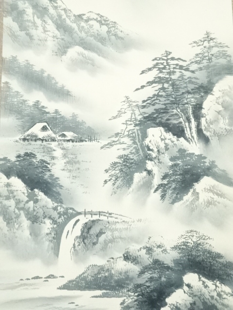 山水画 掛軸 春光印章 山水画 掛軸 春光印章 山水画 掛軸 春光印章